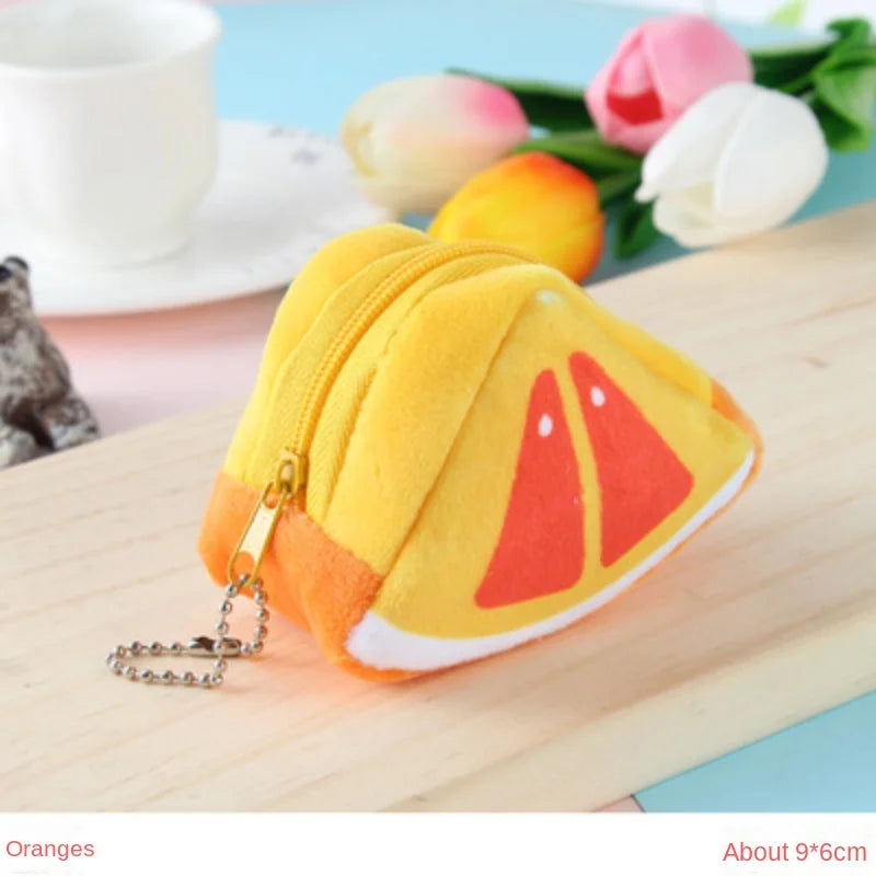 Cartoon Fruit Creative Plush Three-dimensional Coin Wallet Storage Bag School Bag Hanging Children's Holiday Gifts