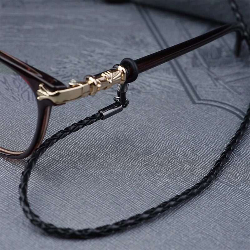 Thick Twist Sunglasses Leather Rope Chain Eyewear Braided Glasses Lanyard Strap Outdoor Sports Non-slip Eyeglass Accessories