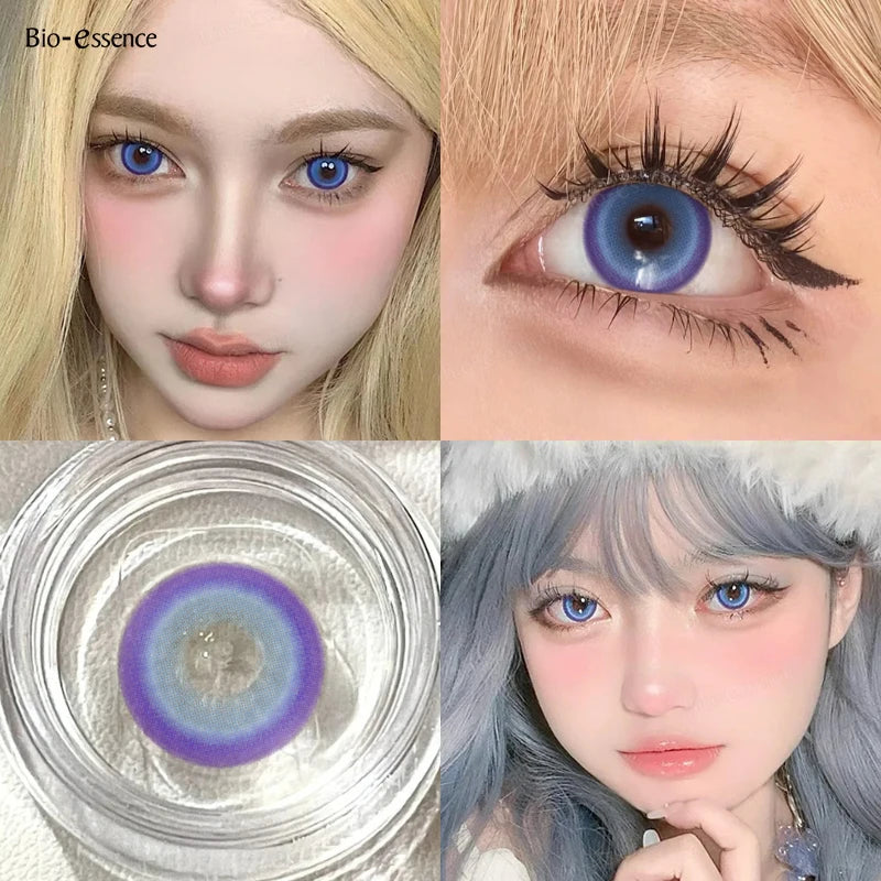 Contact Lenses for Halloween 2PCS Colored Contact Lenses Cosplay Purple Lenses 1Yearl Fashion Color Beauty Lenses Bio-essence
