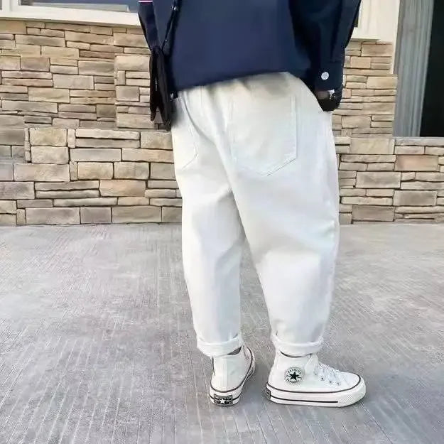 2024 New Baby Pants Solid Color Kids Causal Fashion Trousers Loose Spliced Pocket Harajuku Pants Cotton Boys Children's Clothing