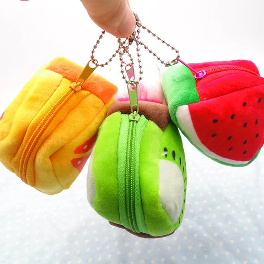 Cartoon Fruit Creative Plush Three-dimensional Coin Wallet Storage Bag School Bag Hanging Children's Holiday Gifts Cartoon Fruit