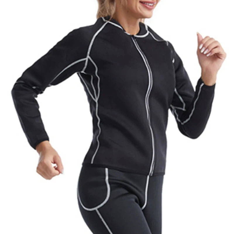 Sauna Set for Women Weight Loss Thermo Suit Hot Sweat Top Pants Fitness Jacket Leggings Fat Burner Fitness Exercise Workout Pant