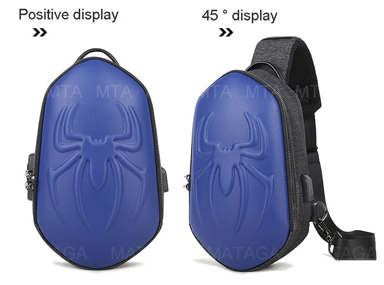 Running Chest Bag for Men USB Charging Fashion Streetwear Sling Pack Crossbody Motor Cycling Backpack for College Student Unisex