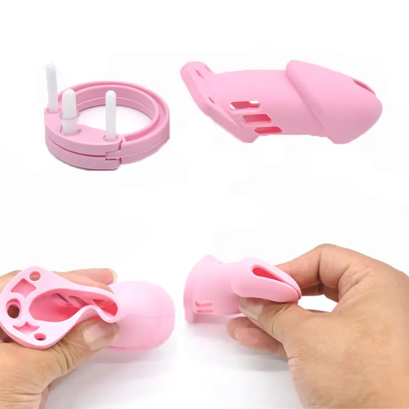 New Male Silicone Chastity Device Cock Cage Sex Toys With 5 Penis Ring Adult Belt Brass Lock Standard/Short Cage A122/A235