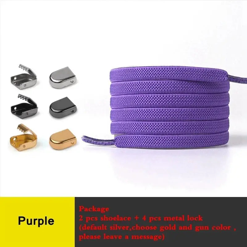 Elastic Flat Shoelaces No Tie Shoe Laces Outdoor Leisure Sneakers Quick Safety Flat Shoe Lace Kids and Adult Unisex Lazy Laces