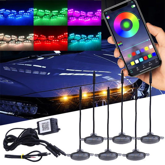 Universal RGB LED Grille Light Front Grill Light Day Running Light App Control Grille Lamp for Off Road Trunk SUV SKU