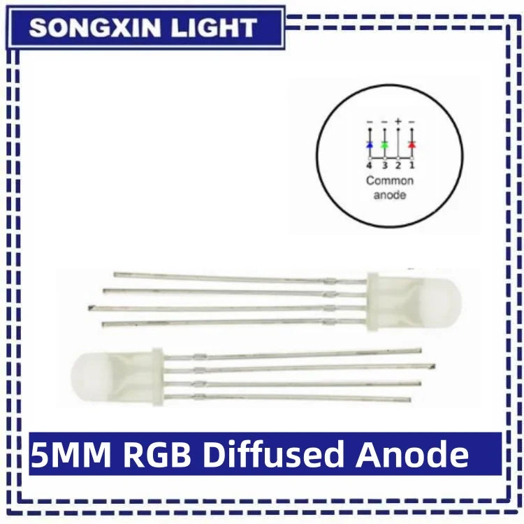 SONGXIN 100pcs 5mm RGB LED Common Cathode / Common Anode Tri-Color Emitting Diodes f5 RGB Diffused / Transparent Highlight
