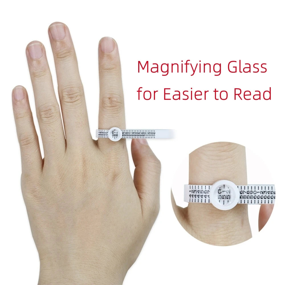 Ring Ruler Ring Measuring Tape Ring Measuring Tool Annular Coil Finger Size Filter with Magnifying Glass US UK EU HK Size