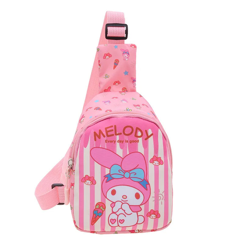 Hello Kitty Children Chest Bag Sanrio figure Kuromi Cute Coin Purse Shoulder Bag Boy Girl Cross Body Bag Fashion Messenger Bag