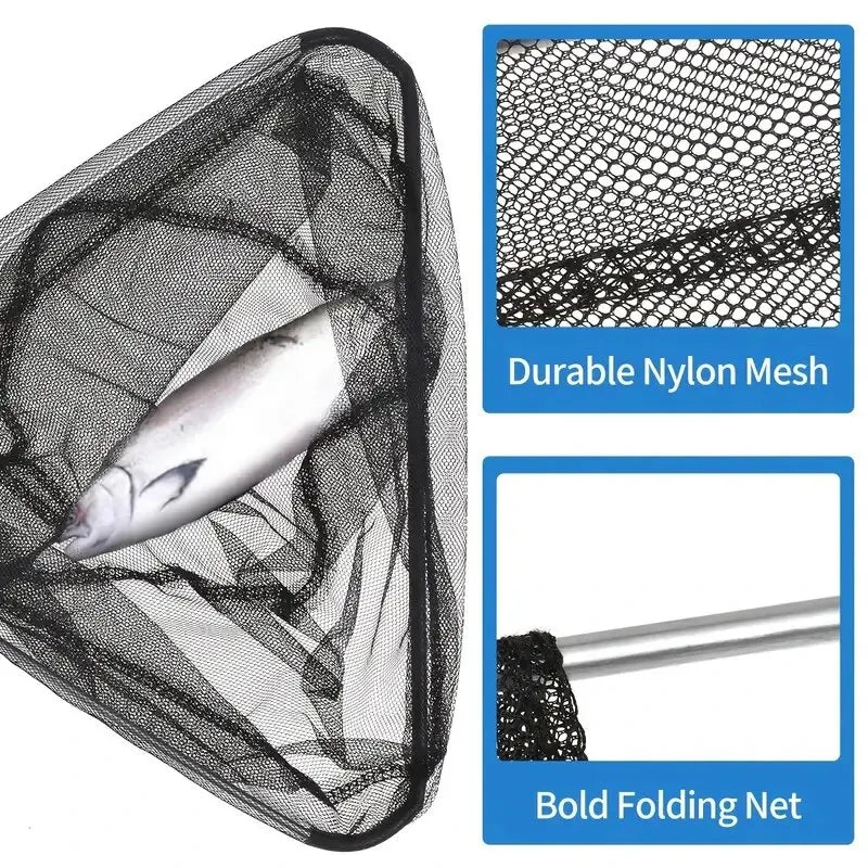 1pc Heavy Duty Folding Fishing Landing Net - 5.91FT/7.87FT Pole Handle For Kayak, Fly, Catfish, Bass, Crab & Trout!