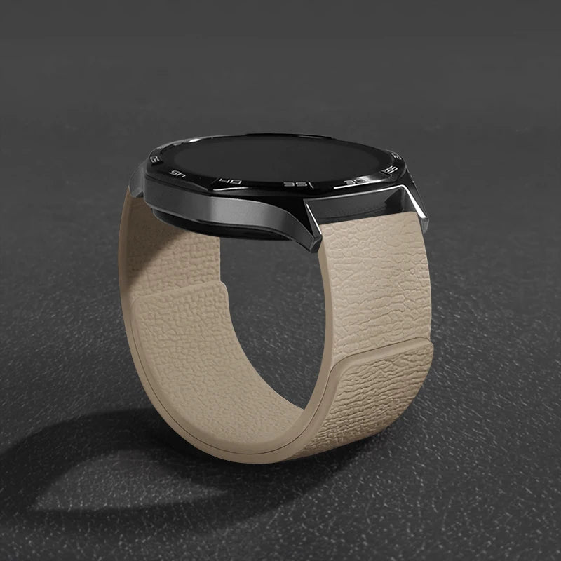 Magnetic Loop Strap For Samsung Galaxy Watch 7/6/5/4 Classic Silicone Lychee pattern 18mm 20mm 22mm Bracelet HUAWEI GT3-4-5 Band