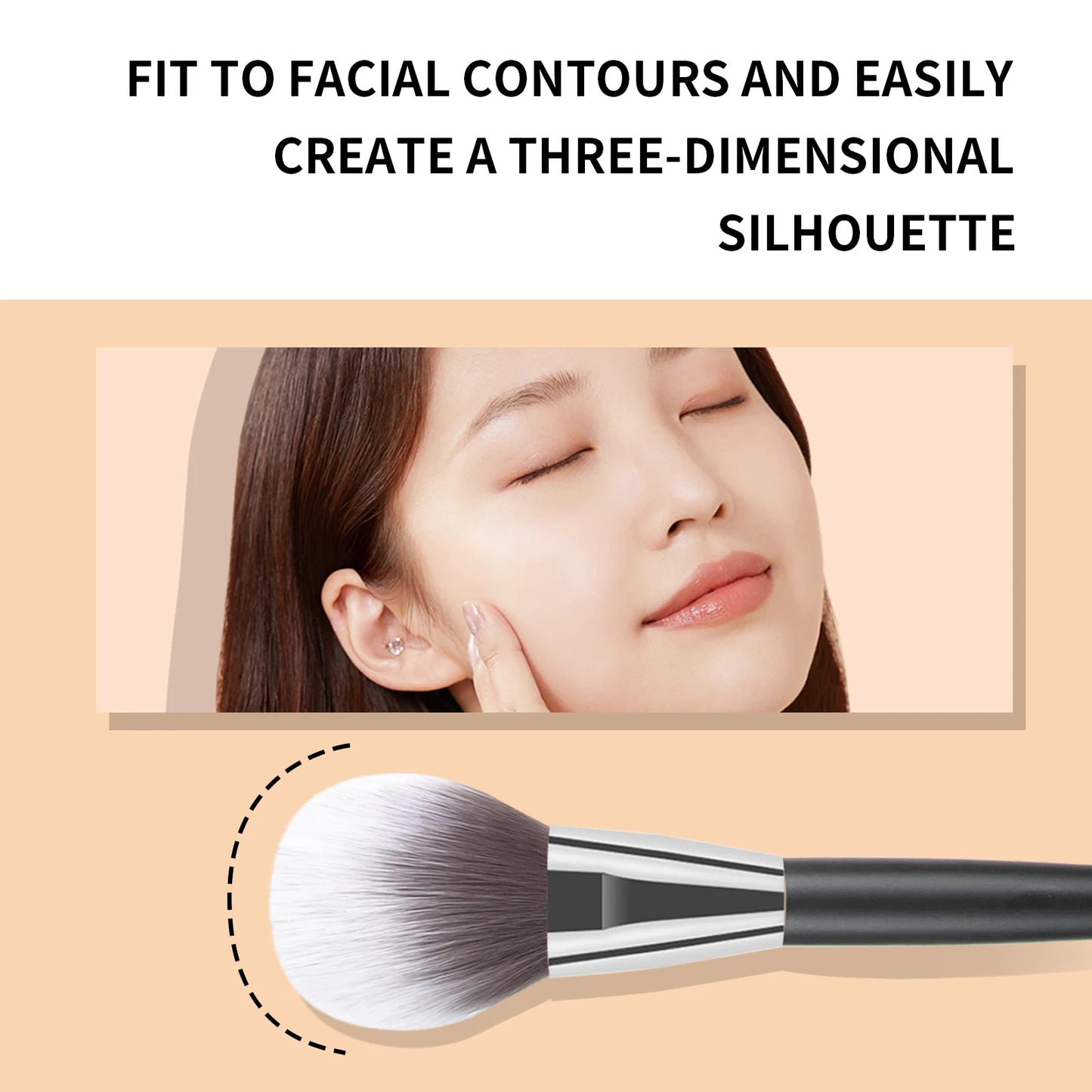 Blush Brush,1pcs	Wooden	Classic Round Fluffy Make facial makeup more delicate cream brush for Making Up Supply