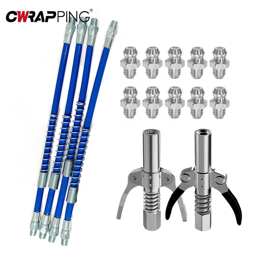 Car Grease Gun Coupler Hose 30/40/50cm Long Extension Oil Pump Quick Release Grease Tool Press Car Syringe for Repair Accessorie