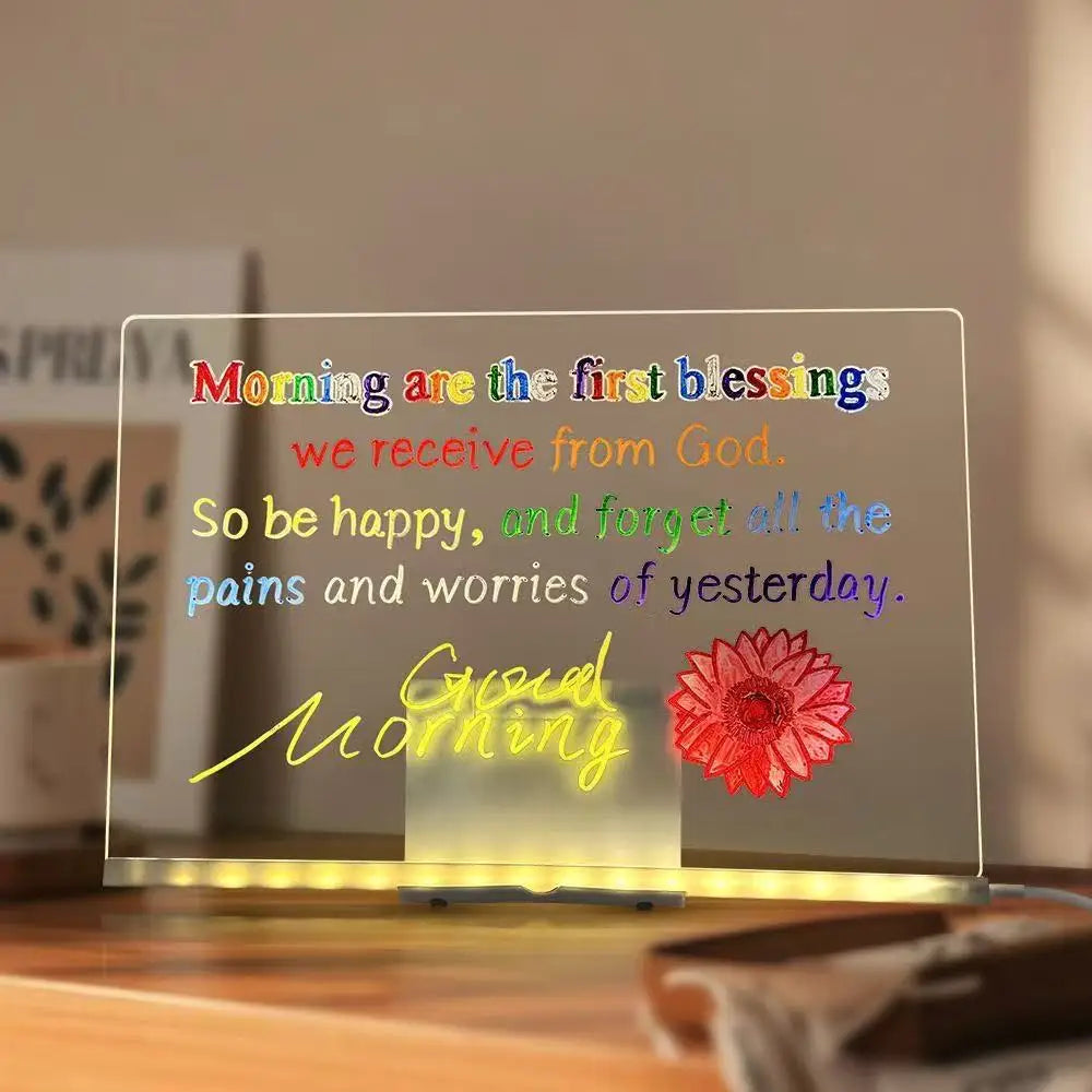 DIY Acrylic Board with Colors Pens LED Note Board Luminous Blackboard Wordpad LED Drawing Board Kid Drawing Toys with Night Ligh