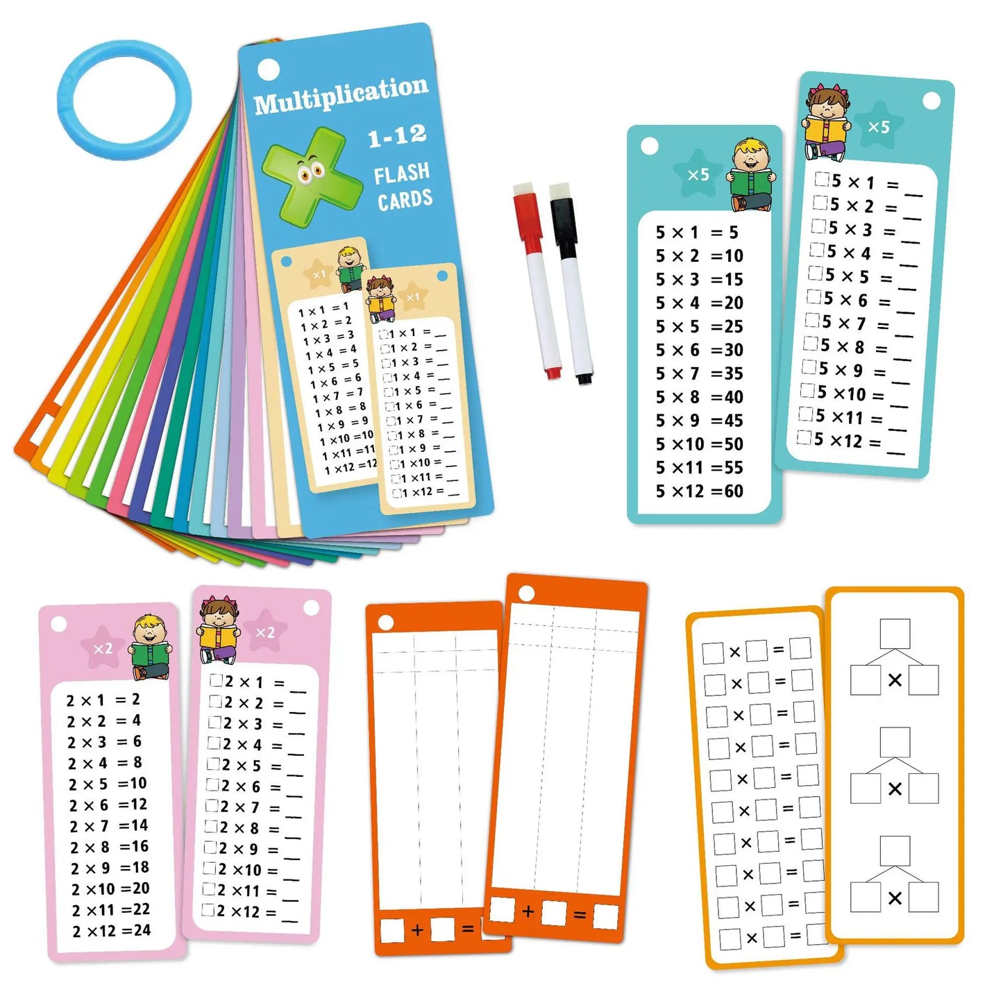 15Pcs/set Math Addition Subtraction Multiplication Division Erasable Reusable Number Learning Cards Children's Math Teaching Aid