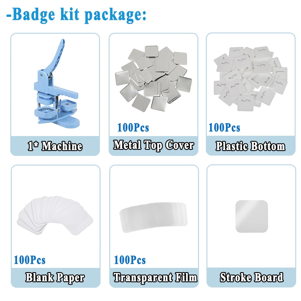50*50mm 2inch Square Fridge Magnet Making Machine Kit / Square Pin Badge Button Making Machine Kit for DIY Personalized Gift