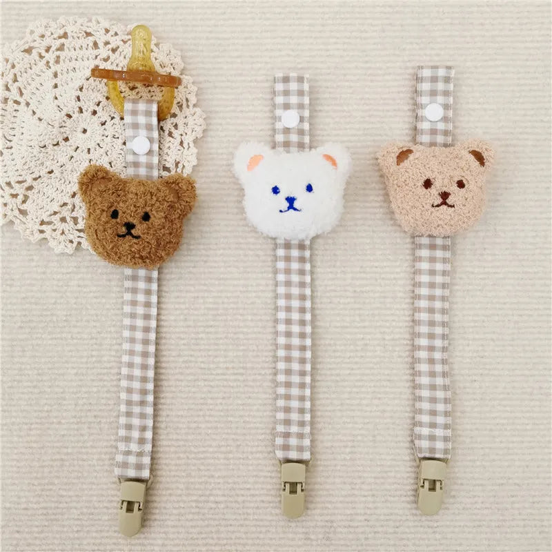 Cute Bear Baby Pacifier Clip Chain Dummy Holder Soother Pacifier Clips Strap Nipple Holder Infant Feeding Babies Accessories