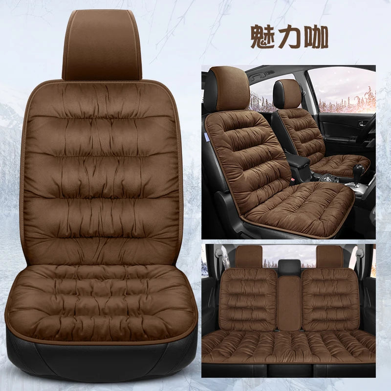 New car seat cushion single piece backless, autumn and winter universal plush anti slip cushion, warm pad three piece set