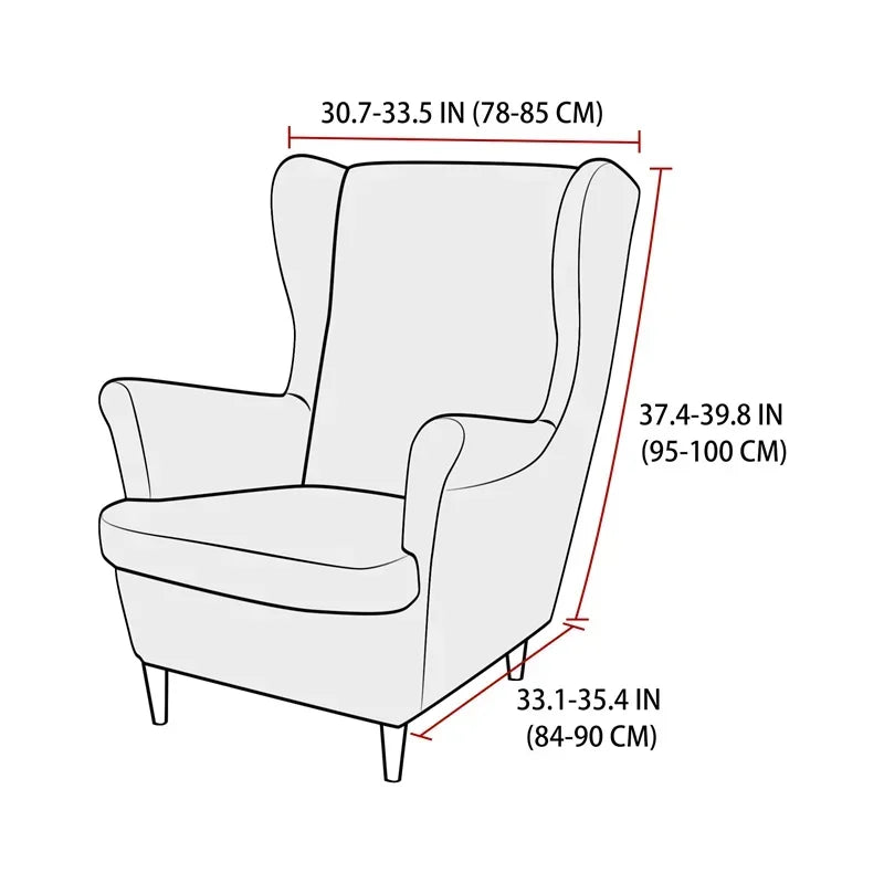 Classic Solid Color Jacquard Wingback Chair Covers Soft Wing Armchair Cover with Seat Cushion Cover Sofa Slipcovers Home Decor
