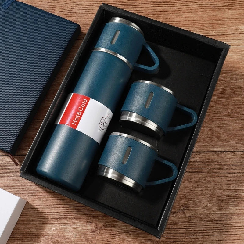 500ML 304 Stainless Steel Vacuum Thermos Gift Set Office Business Style Cup Thermos Portable Flask Thermos Flask