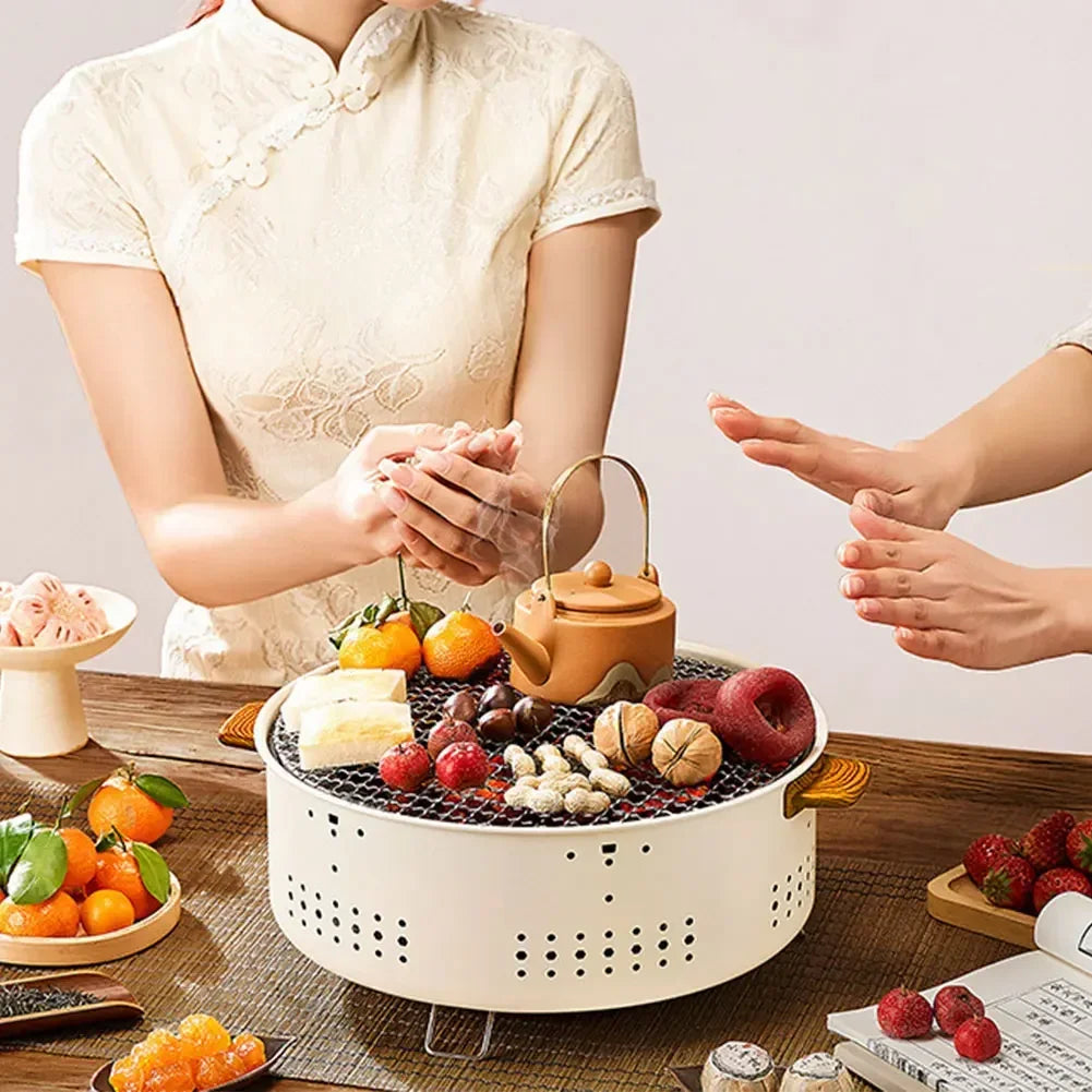 Round Barbecue Stove 1/3pcs Portable Removable Grilling Net Charcoal Oven Stainless Steel Bracket Outdoor Camping VIE LENTE