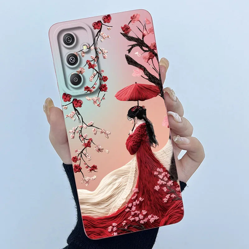 For Samsung Galaxy M34 M35 5G F34 5G Simplicity Flowers Liquid Shockproof Silicone Soft Phone Cover For SamsungM34 5G Case
