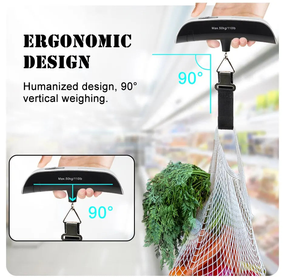 1pcs LCD Display 110lb/50kg Electronic Luggage Hanging Suitcase Travel Weighs Baggage Bag Weight Balance Portable Scale Digital