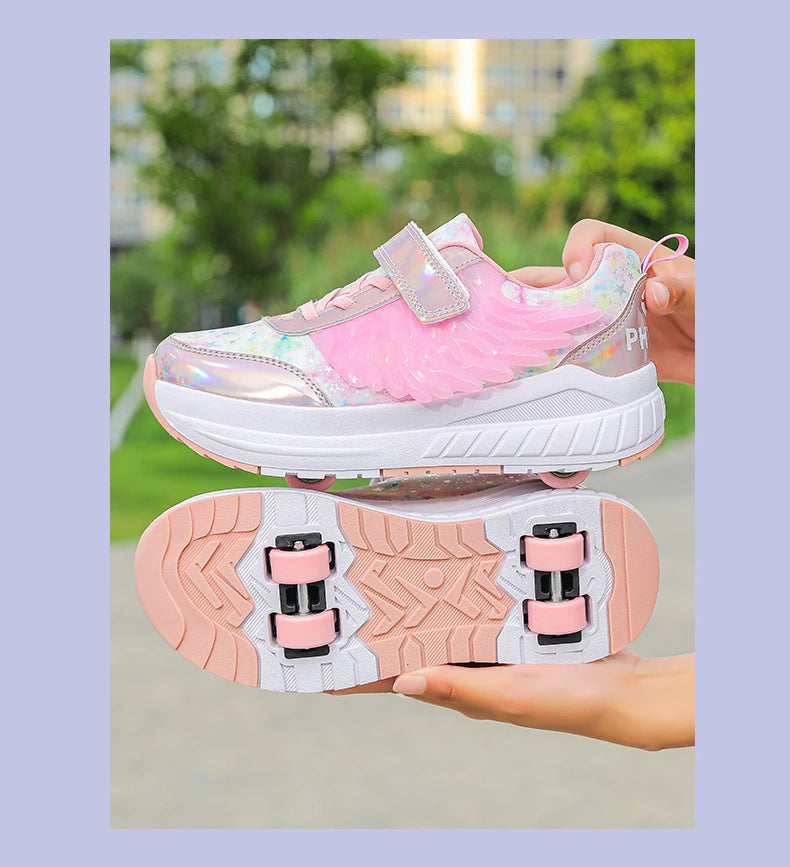 Kids Roller Skate Shoes Snickers With 4-Wheels Children Rollerskates Fashion Outdoor Sports Shoes Girls Boys Gifts