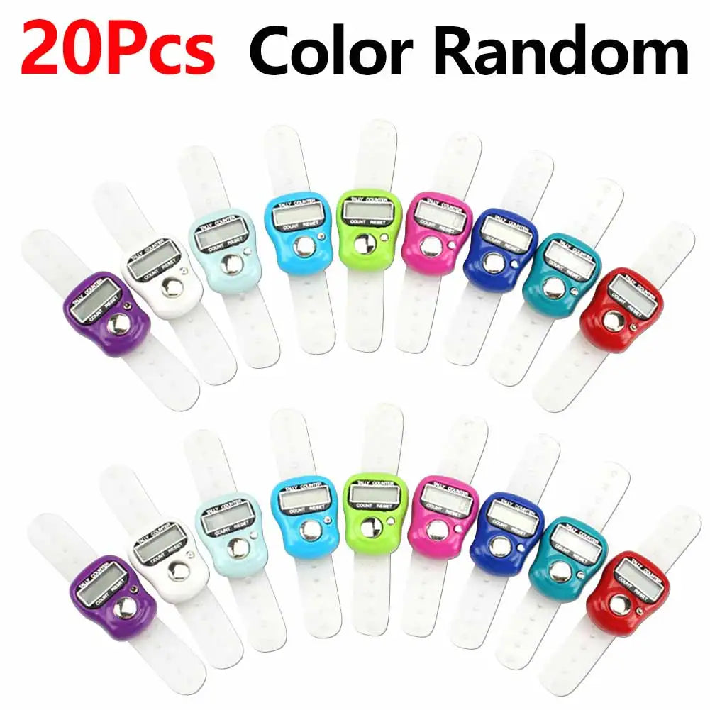 1-20Pcs Electronic Finger Counter Ring 5 Digital LED Electronic Handheld Tally Counter Clicker Counter Ring Color Random