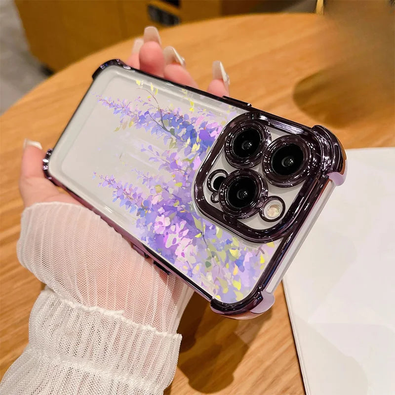 Luxury Plating Clear Flower Case For Realme 15 14 Pro Plus 15T 5G C53 C51 C55 C15 C20 C35 C33 C85 12 13 9 Pro Plus GT 7 Cover