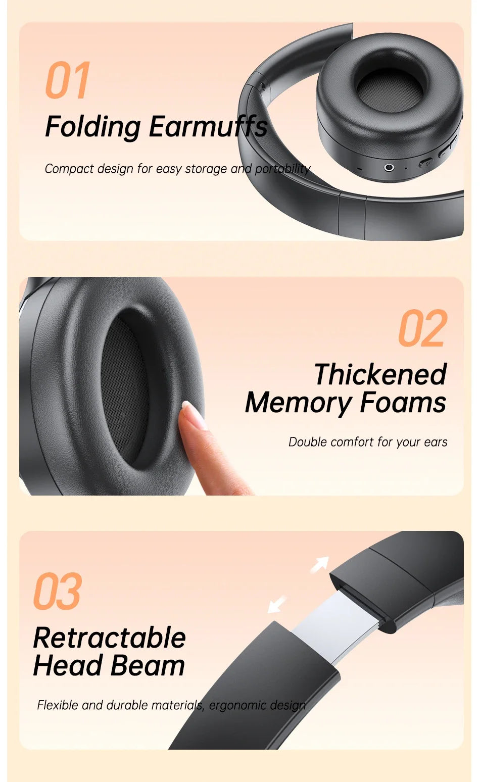 Awei AT2 ANC Wireless Headphones Over-Ear 30dB ANC Headphone Bluetooth 5.3 40mm Dynamic Driver Long Battery Life Earphones