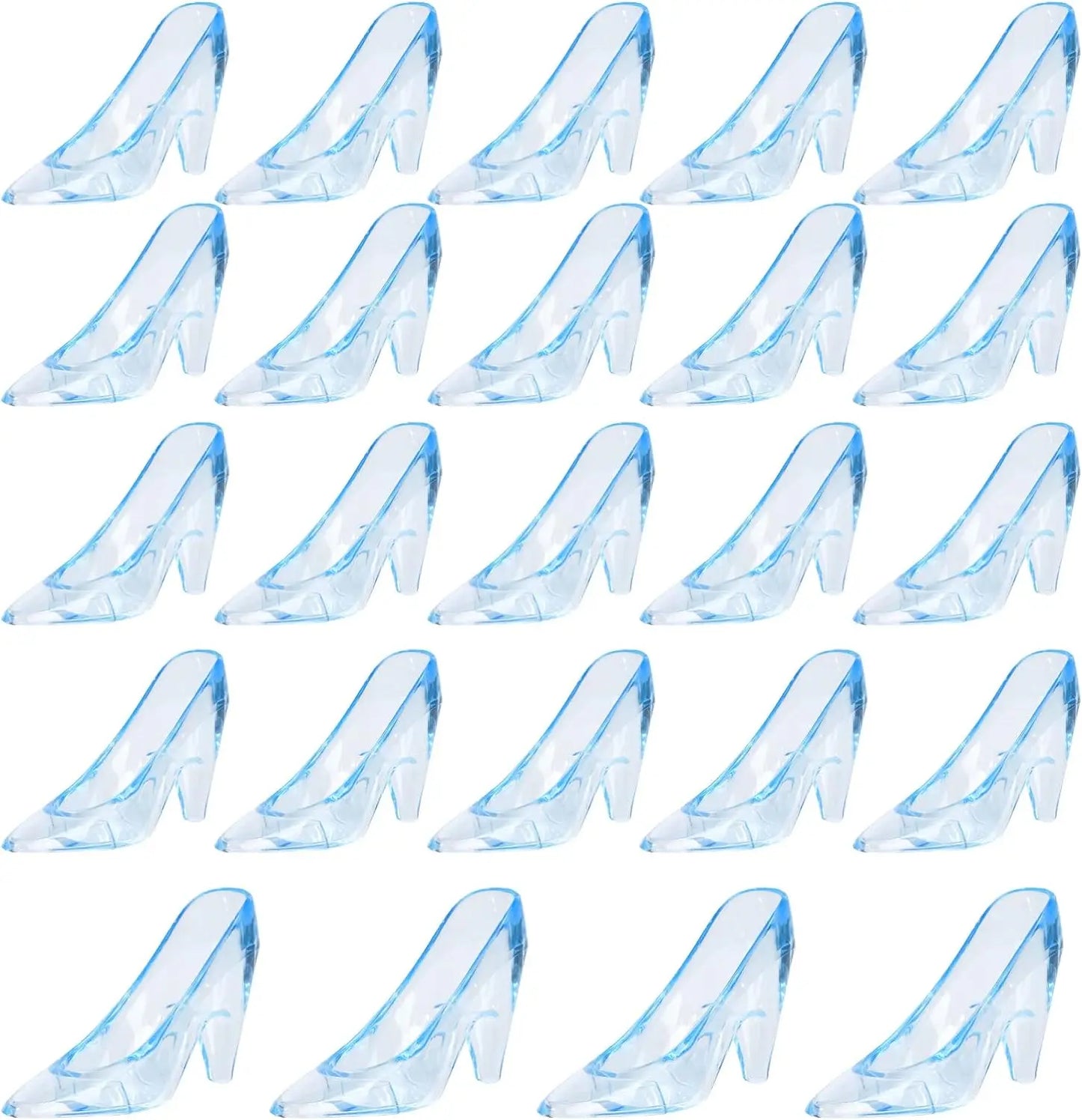 12PCS Mini Plastic Cinderella Slippers 3.5 Inch Glass Heels Princess for Wedding Birthday Party Table Candy Favors Decoration