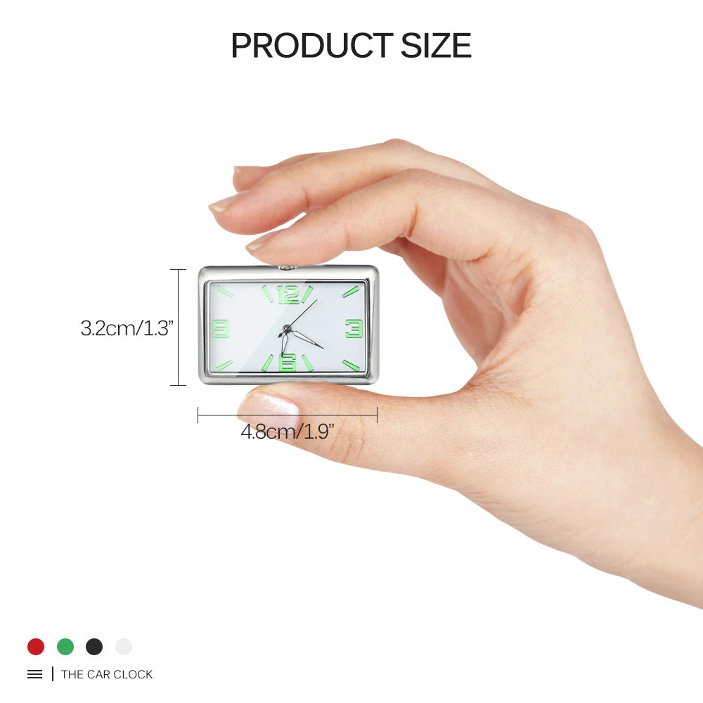 Auto Fashion Square Watch Car Clock Interior Decoration Self-adhesive Electronic Vent Clip Watch Automobile Quartz Clock