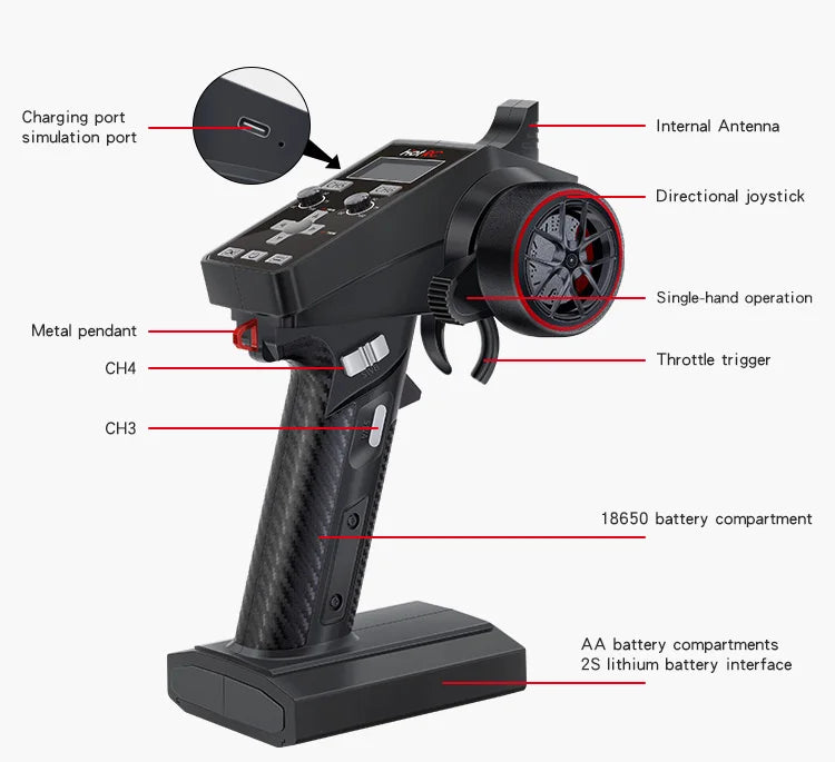 Hotrc CT-6A CT-4A 6CH 4CH 2.4GHz Radio System Transmitter Remote Controller with F-06A F-04A 6Ch Receiver for RC Car Boat Tank