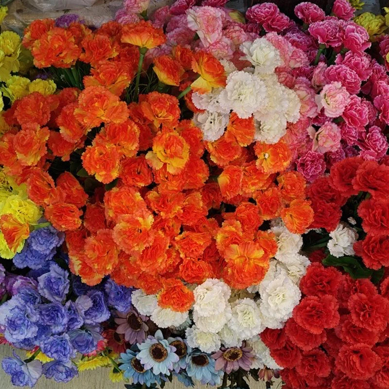 1 Bouquet Carnation Silk Artificial Flowers Fake Plants Party Garden  Wedding Decor Mother's Day Gift Home Room Decoration