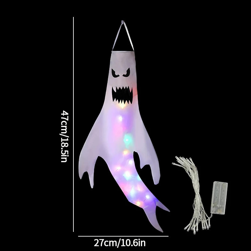 Halloween Ghost Hanging Decorations Glowing Ghost Windsock  Hanging Pendant for Outdoor Horry Hallow Day of The Dead Decoration