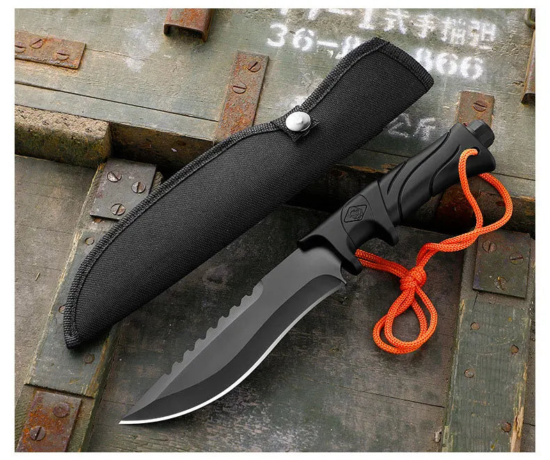 Outdoor Straight Knife Tactical Knife Multifunctional Knife Field Defense Knife Portable High Hardness Sharp Knife Survival Knif