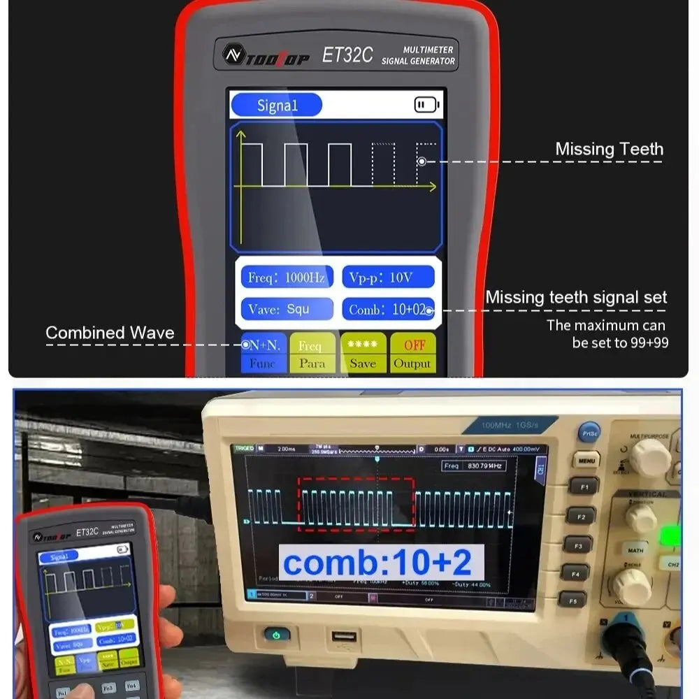 TOOLTOP ET32C Automotive Signal Generator Multimeter 9999Hz PWM Crankshaft Signal Simulator Lgnition Coil Test for Car Rrepair