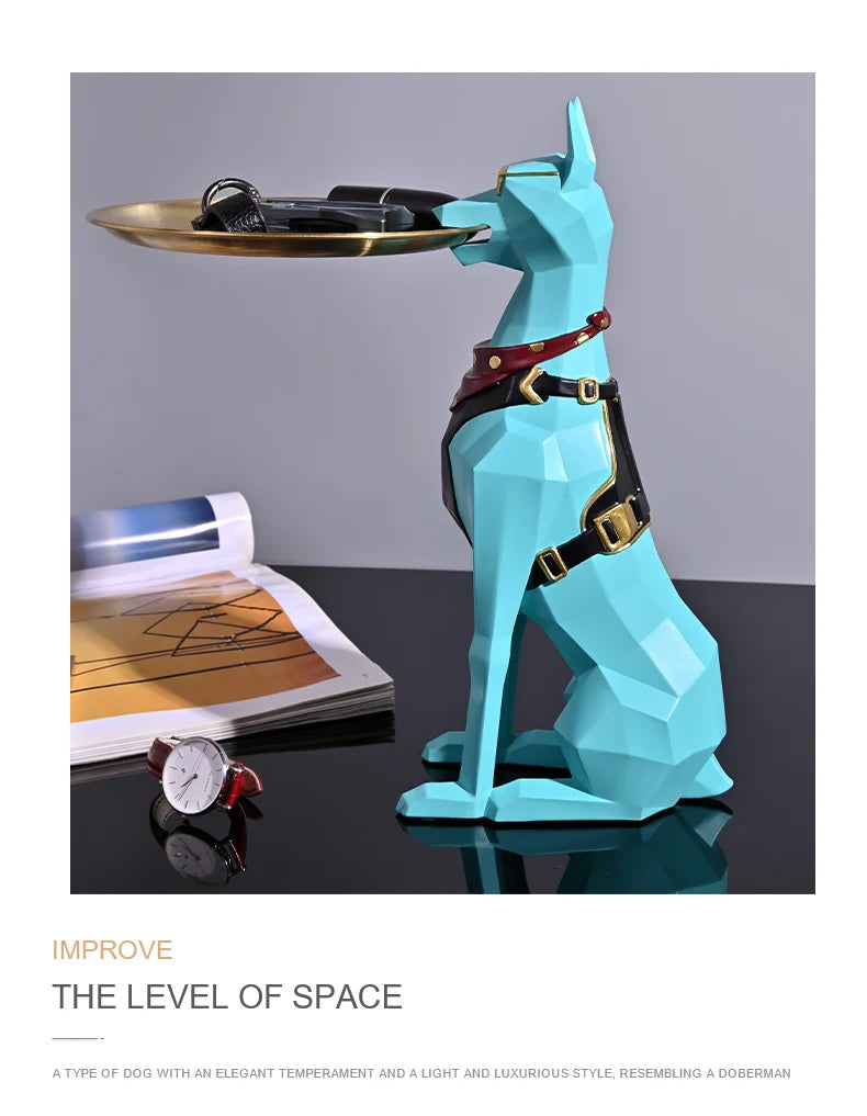 Design Tray dog Statue Butler Tray for Key Box Home Ornaments Animal Figurines Office Decoration Resin dog Sculpture decor Rooms