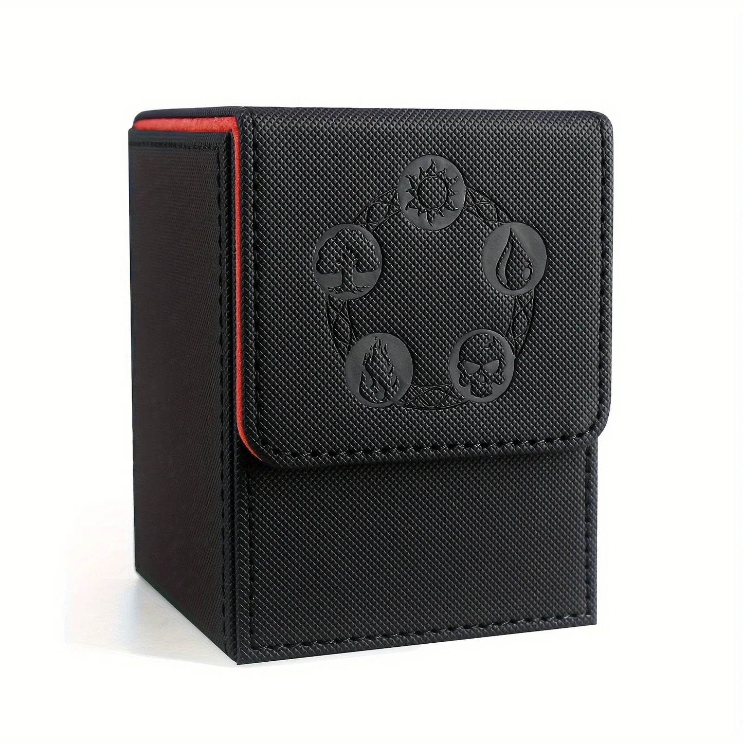 MTG Card Deck Box, Copyrighted Design，Fits 100+ Single Sleeved Cards, Magnetic Closure PU Leather Card Box for TCG Cards