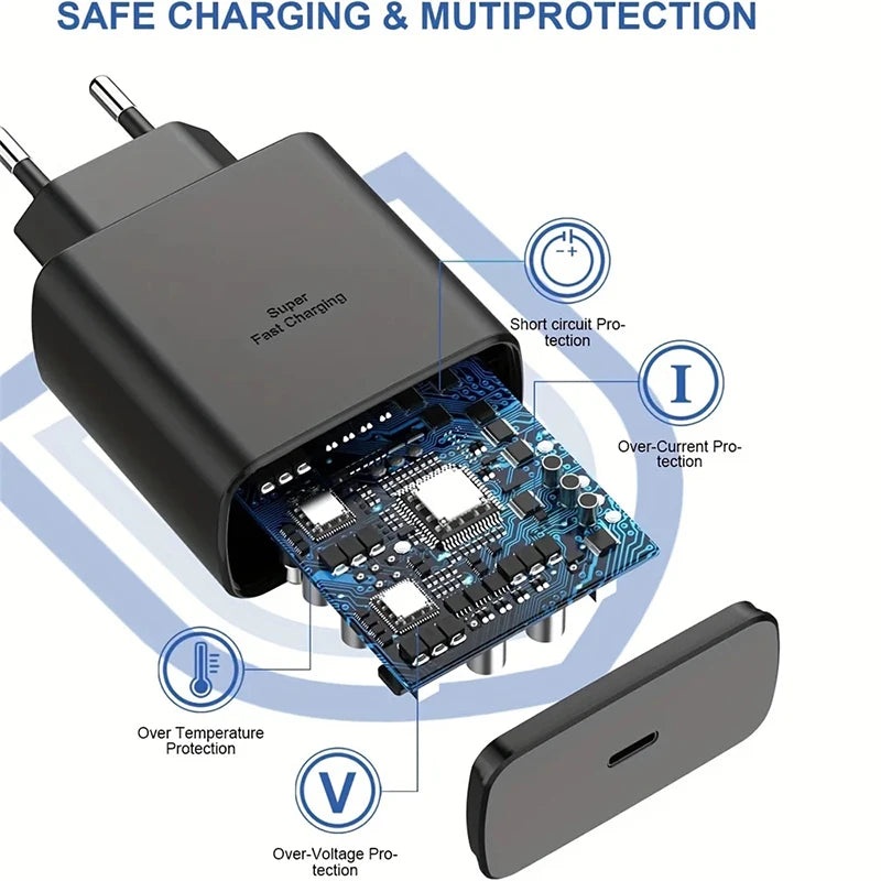 PD Fast Charger Cable Set for Samsung Galaxy S22 S23 S24 Ultra USB C Mobile Phone Type C PD Cable Quick Charging Wall Adapter