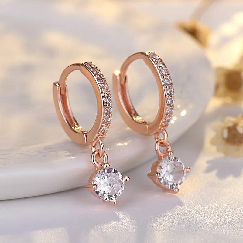 Zircon Polygon Earrings for Women Gold Plated Stainless Steel Hoop Earrings New Design Luxury Wedding 2024 Trending Jewelry Gift