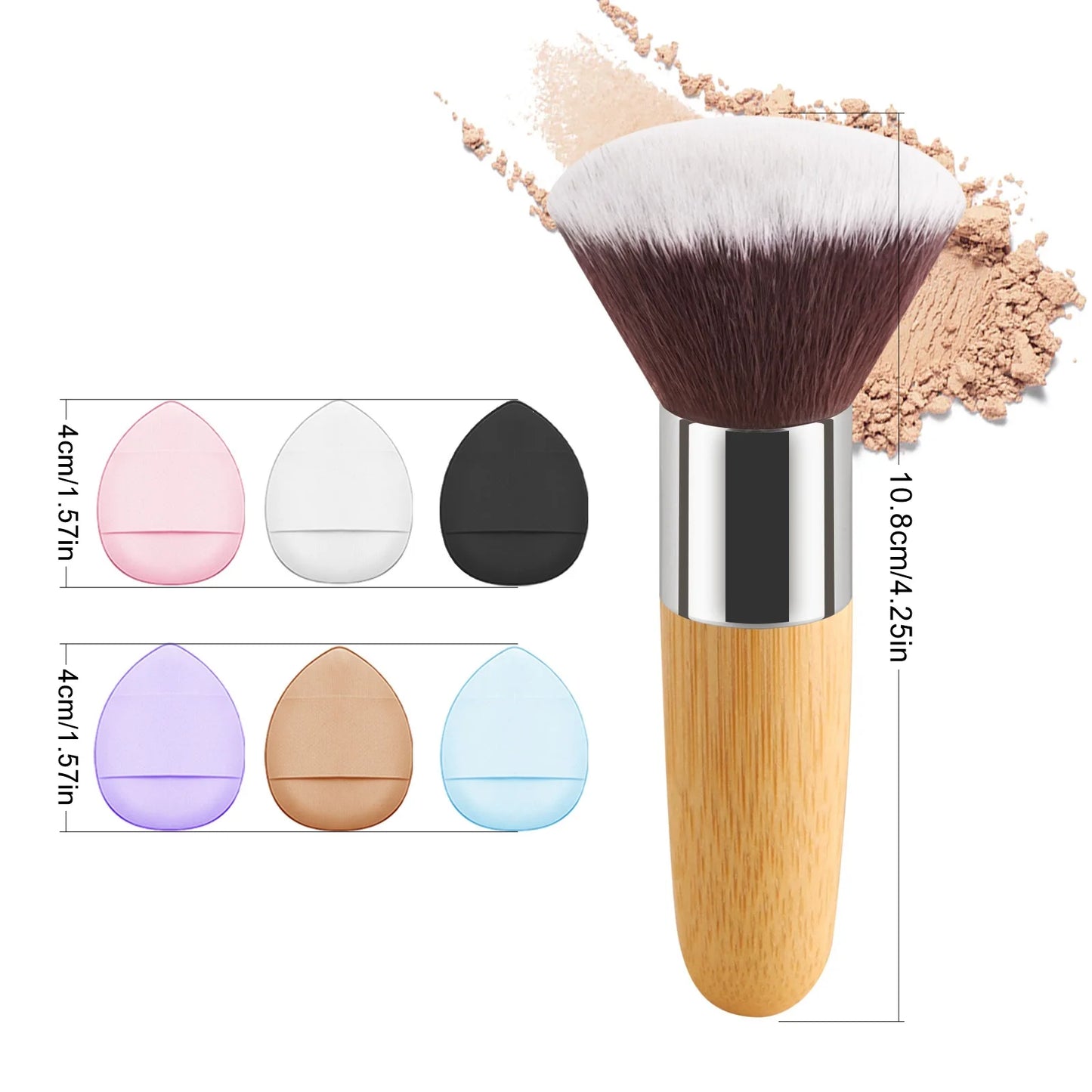 1pc Soft Make up brushes Foundation Powder blusher blending contour Professional High quality with powder puff with 6 fingers