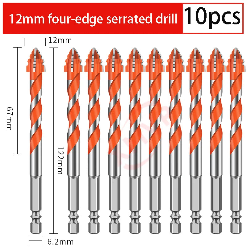 Four-edge serrated drill, eccentric drill bit, high-hardness tile and concrete drilling Super hard electric drill dry drilling