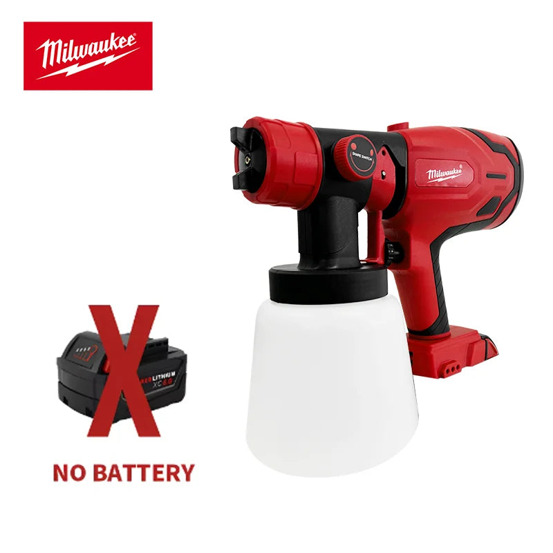Milwaukee 800ML Electric Spray Gun Cordless Paint Sprayer Auto Furniture Steel Coating Airbrush Compatible Red Electric Spray