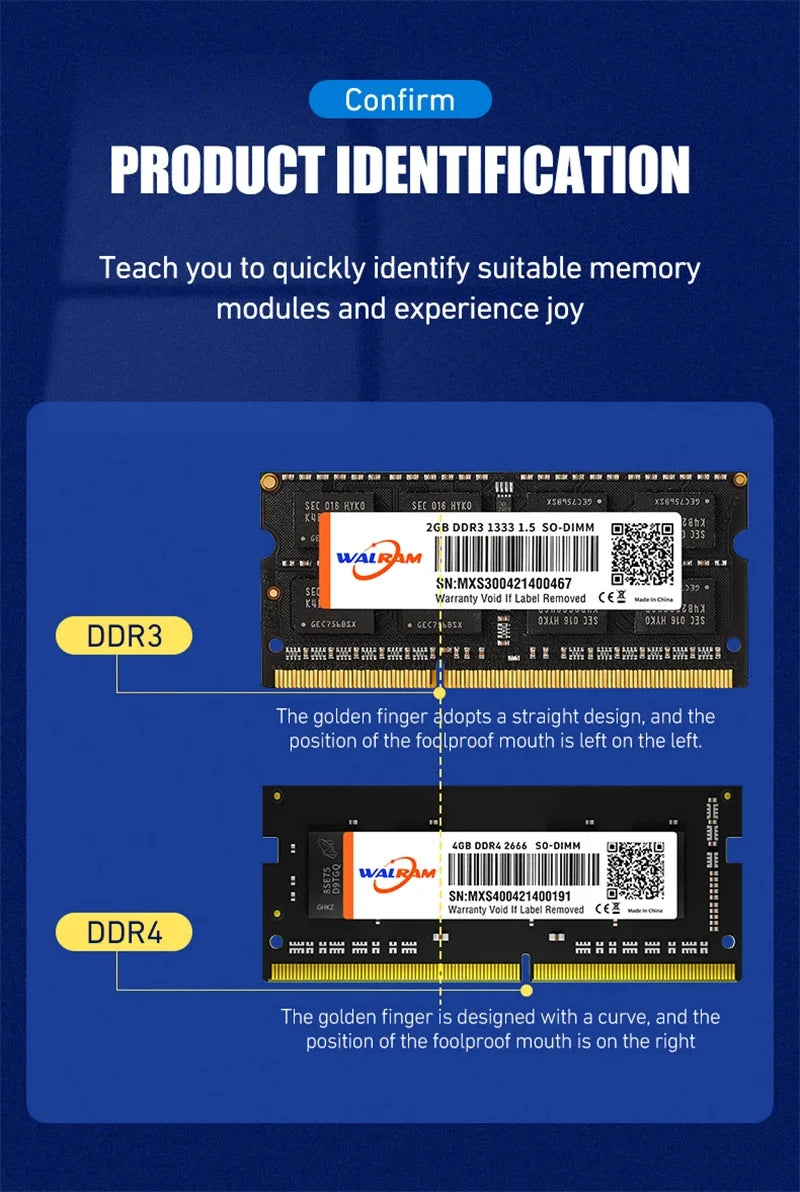 WALRAM Memoria Ram Notebook DDR4 DDR3L 16GB 8GB 4GB 32GB 3200 2666 2400 1600 1333 Sodimm Laptop Memory Ram DDR3L DDR4