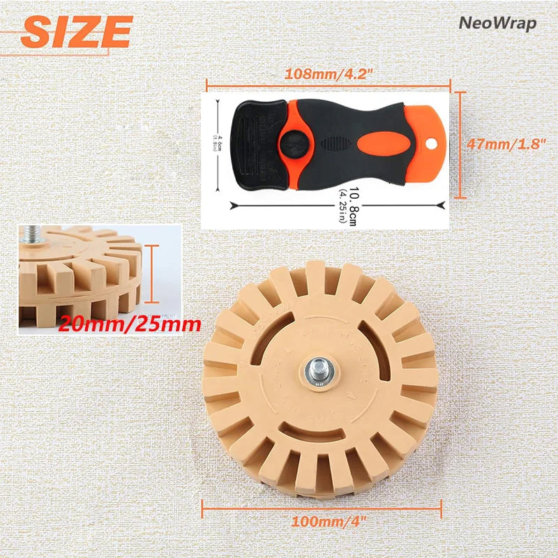 Car Pneumatic Rubber Eraser Wheel Pad Disk Decal Remover Eraser Wheel Auto Glue Sticker Paint Cleaner Car Polish Auxiliary Tool