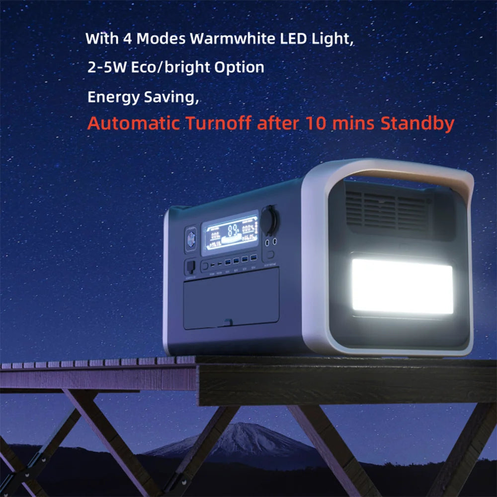 2600W Portable Power Station,Solar Generator 1800W,Camp Lamps with Battery,USB DC AC Outlets, For Emergency Power Supply