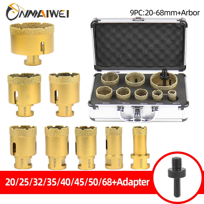 M14 Diamond Core Bit Set For Stone Granite Glass Marble Angle Grinder Bit Porcelain Tiles Crowns Set Matel Crowns 9PCS