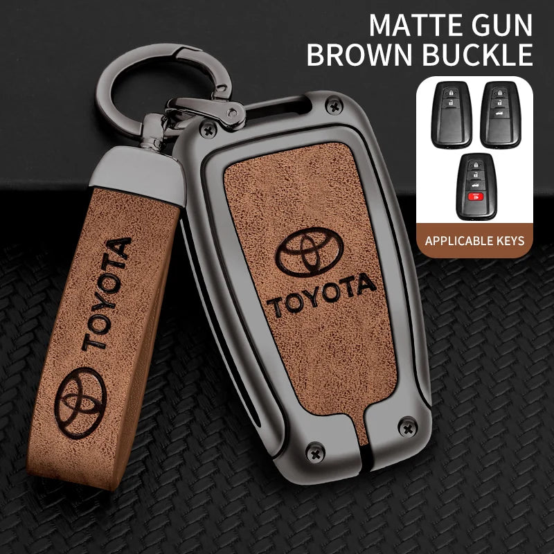 Zinc Alloy Leather Car Smart Remote Key Case Cover Shell For Toyota Corolla Prius Camry CHR C-HR RAV4 Altis Land Cruiser Prado
